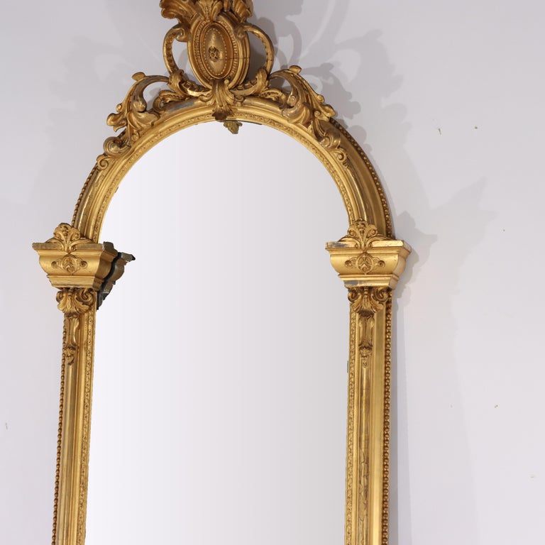 Antique French Louis XV First Finish Gilt Wood Pier Mirror C1890