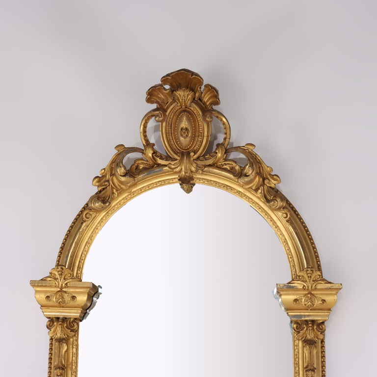 Antique French Louis XV First Finish Gilt Wood Pier Mirror C1890