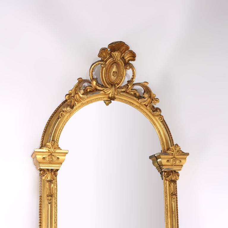 Antique French Louis XV First Finish Gilt Wood Pier Mirror C1890