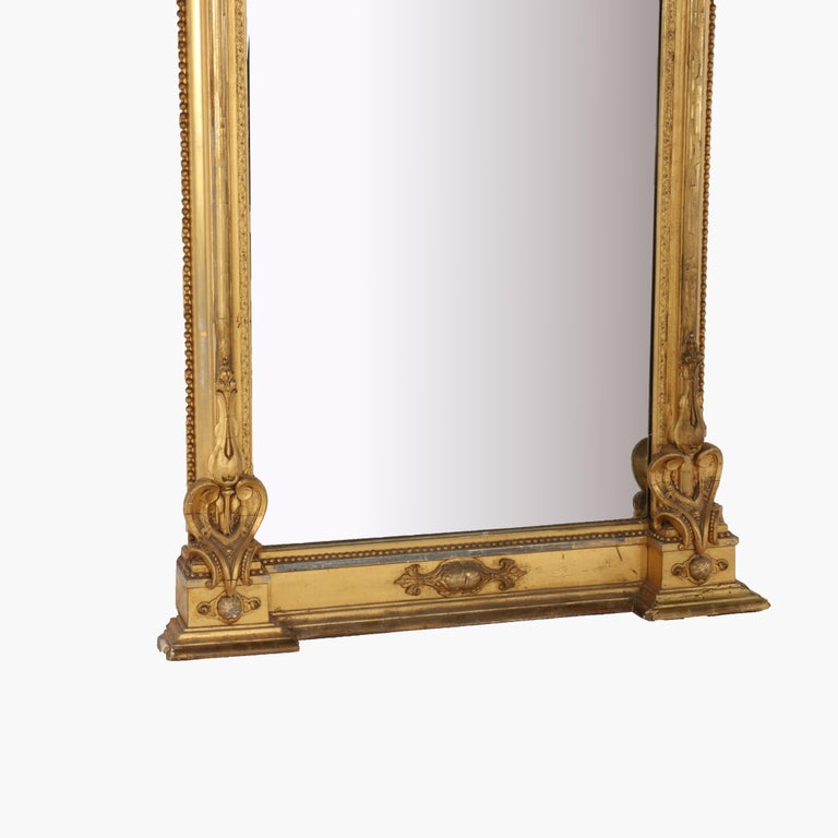 Antique French Louis XV First Finish Gilt Wood Pier Mirror C1890