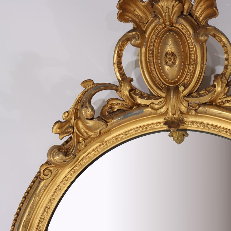 Antique French Louis XV First Finish Gilt Wood Pier Mirror C1890
