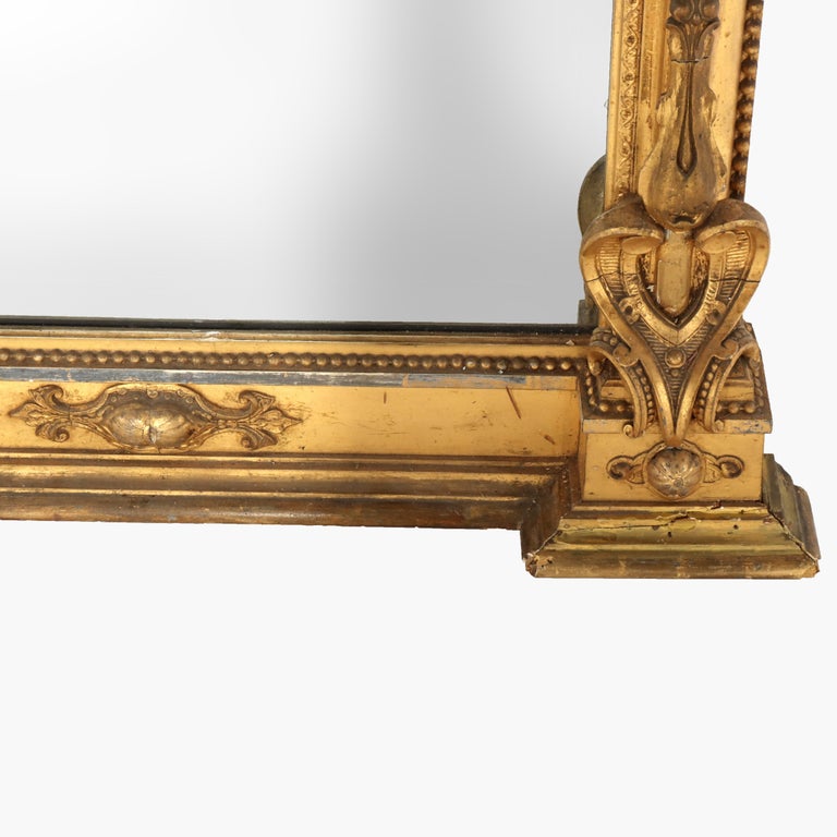 Antique French Louis XV First Finish Gilt Wood Pier Mirror C1890