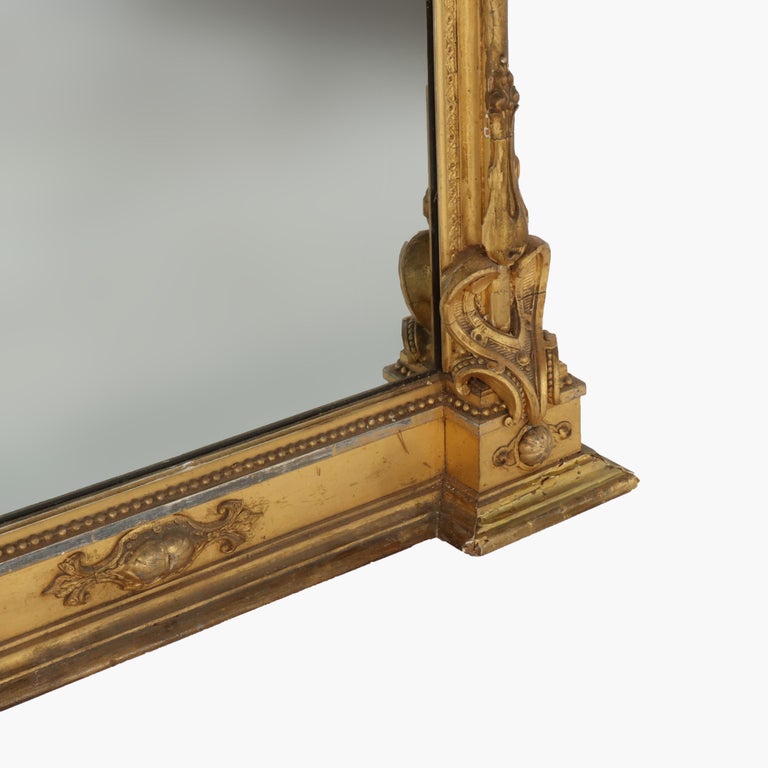 Antique French Louis XV First Finish Gilt Wood Pier Mirror C1890