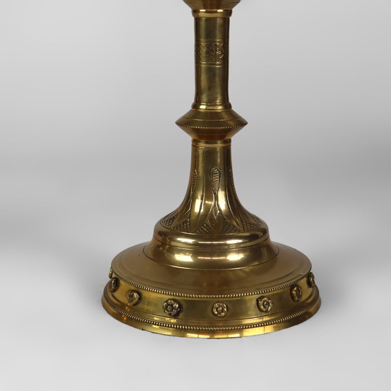 Pair Of Antique Moorish Gilt Bronze Candlesticks Unsigned C1900