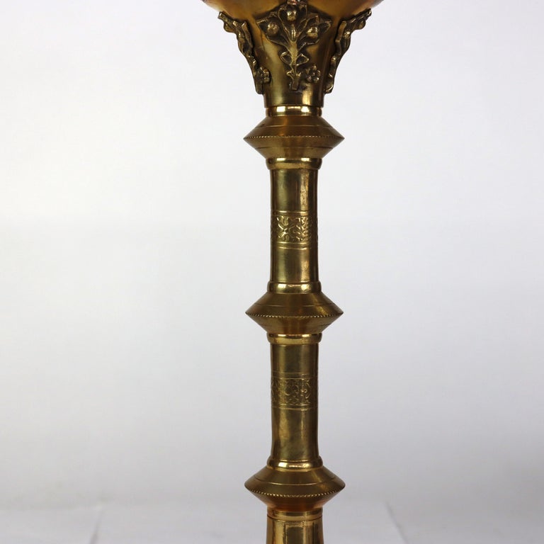 Pair Of Antique Moorish Gilt Bronze Candlesticks Unsigned C1900