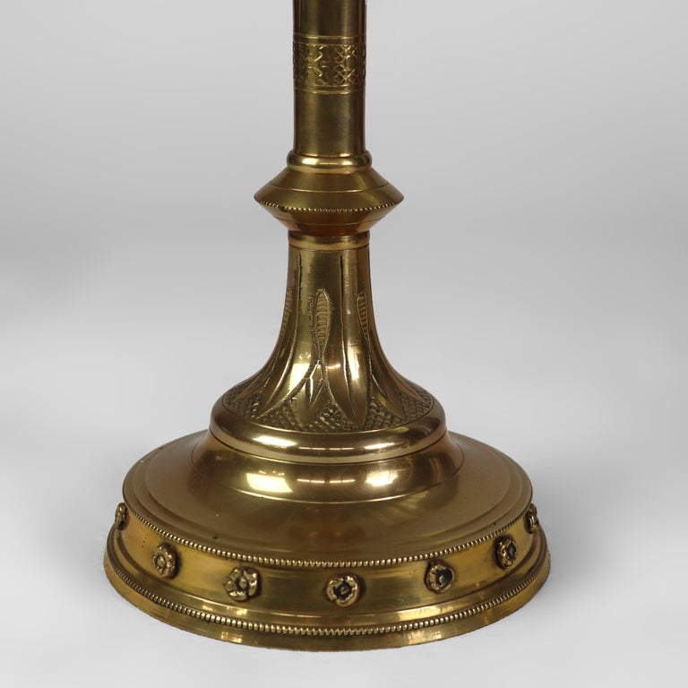 Pair Of Antique Moorish Gilt Bronze Candlesticks Unsigned C1900