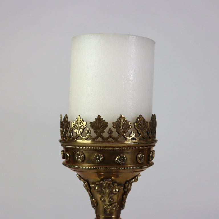 Pair Of Antique Moorish Gilt Bronze Candlesticks Unsigned C1900