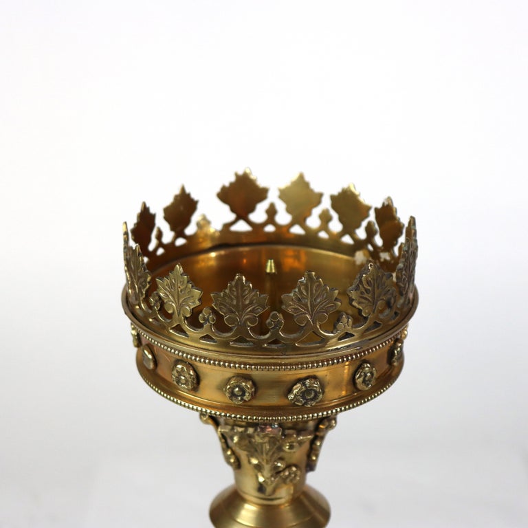 Pair Of Antique Moorish Gilt Bronze Candlesticks Unsigned C1900