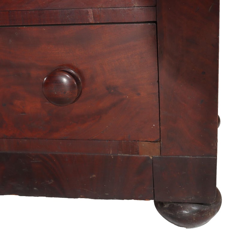 Antique Boston Federal Mahogany Two-Door Four-Drawer Linen Press c1850
