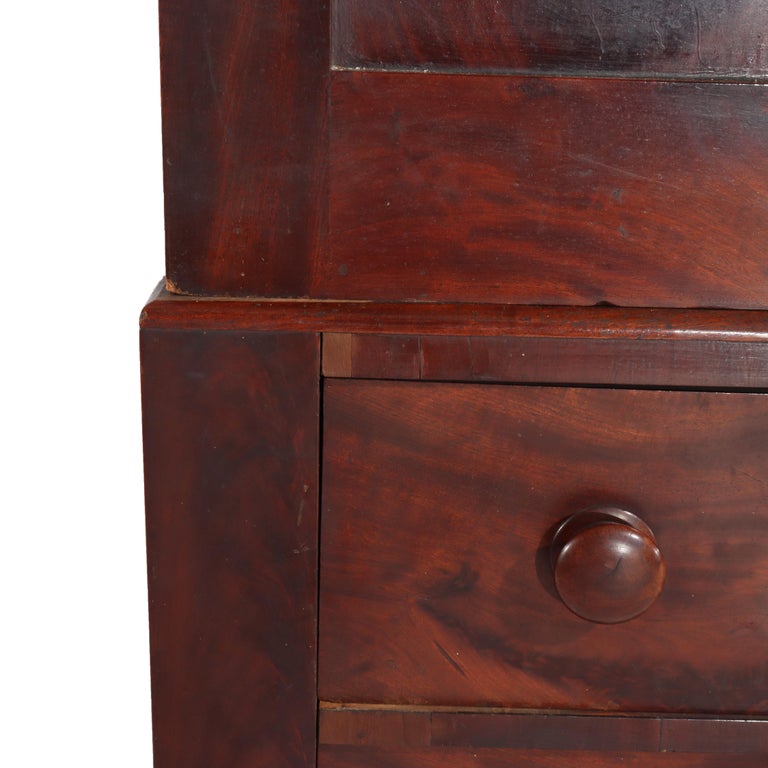 Antique Boston Federal Mahogany Two-Door Four-Drawer Linen Press c1850