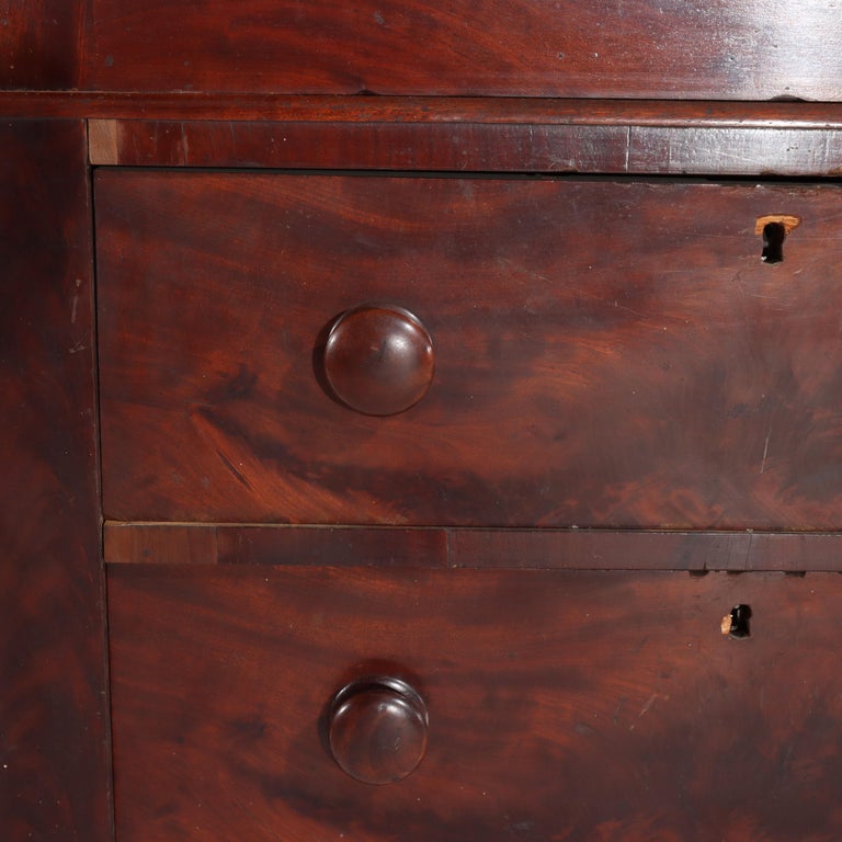 Antique Boston Federal Mahogany Two-Door Four-Drawer Linen Press c1850