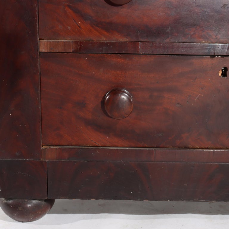 Antique Boston Federal Mahogany Two-Door Four-Drawer Linen Press c1850