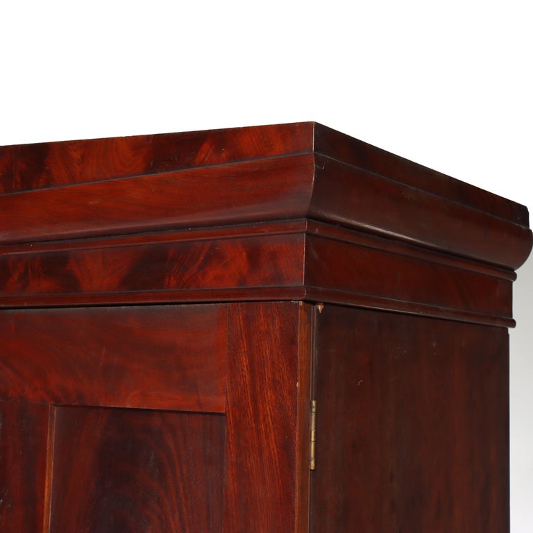 Antique Boston Federal Mahogany Two-Door Four-Drawer Linen Press c1850