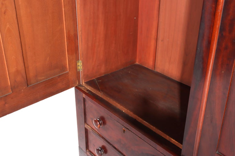 Antique Boston Federal Mahogany Two-Door Four-Drawer Linen Press c1850