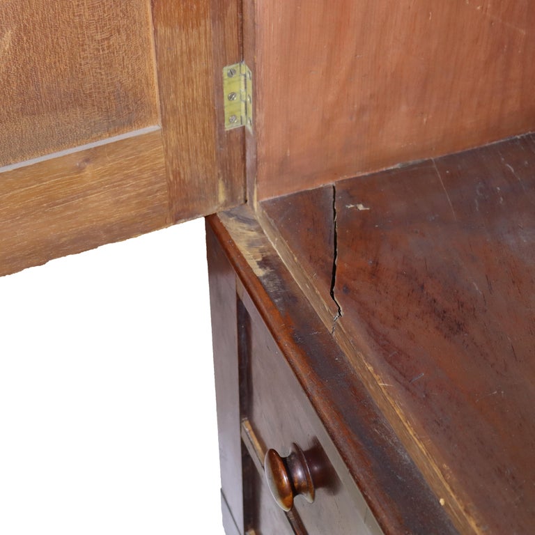 Antique Boston Federal Mahogany Two-Door Four-Drawer Linen Press c1850