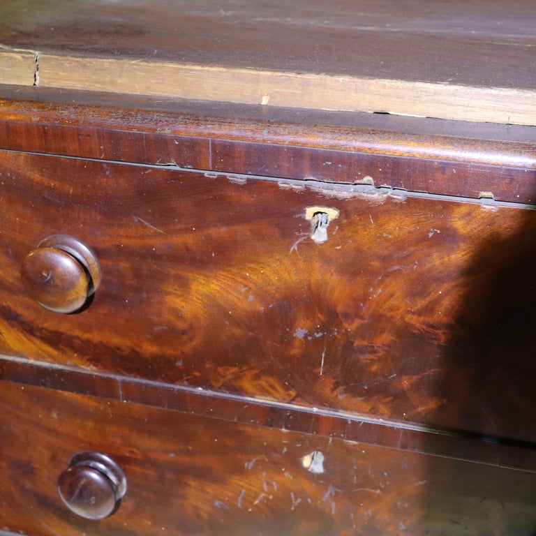 Antique Boston Federal Mahogany Two-Door Four-Drawer Linen Press c1850