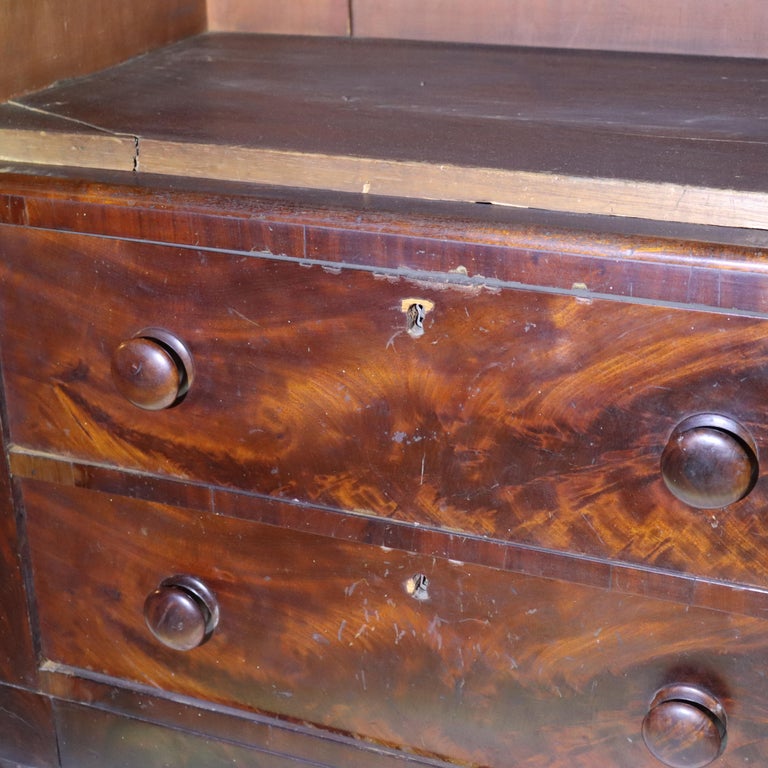 Antique Boston Federal Mahogany Two-Door Four-Drawer Linen Press c1850