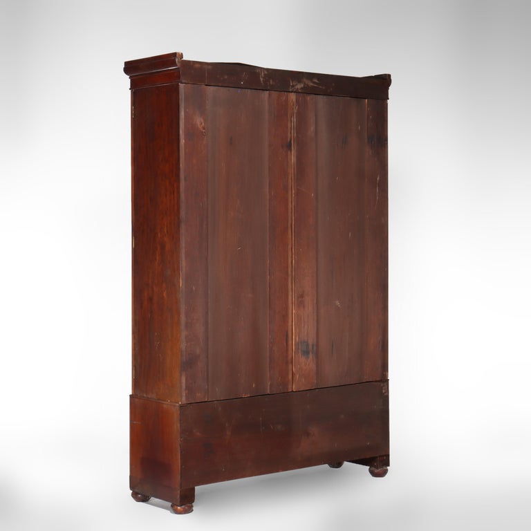Antique Boston Federal Mahogany Two-Door Four-Drawer Linen Press c1850