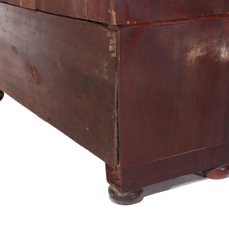 Antique Boston Federal Mahogany Two-Door Four-Drawer Linen Press c1850