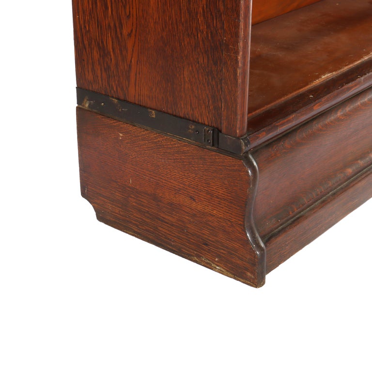 Antique Arts & Crafts Oak 3 Stack Barrister Bookcase C1920