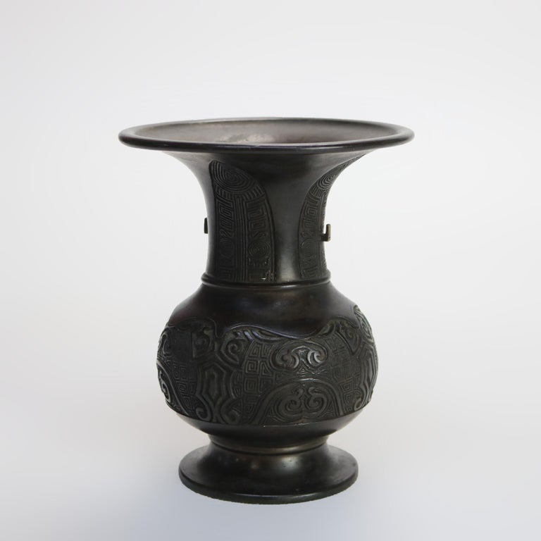 Two Antique Japanese Classically Formed Bronze Vases C1910