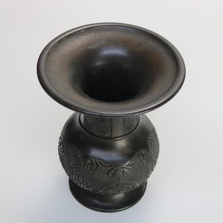 Two Antique Japanese Classically Formed Bronze Vases C1910
