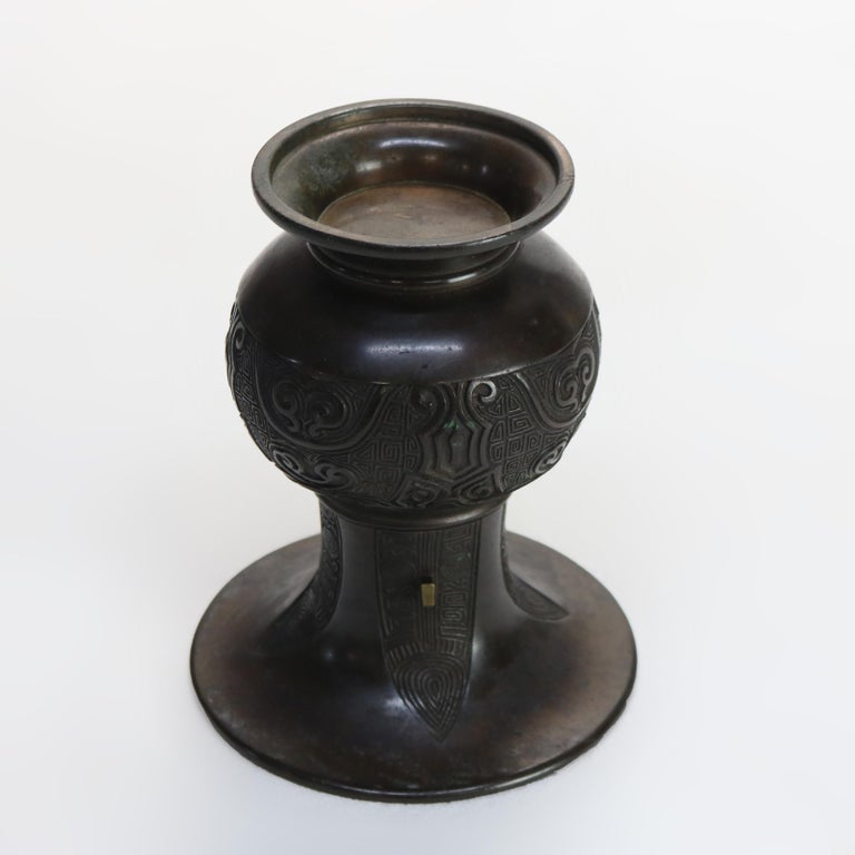 Two Antique Japanese Classically Formed Bronze Vases C1910