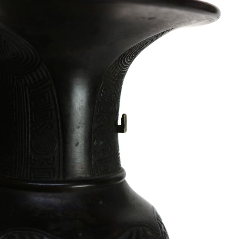 Two Antique Japanese Classically Formed Bronze Vases C1910
