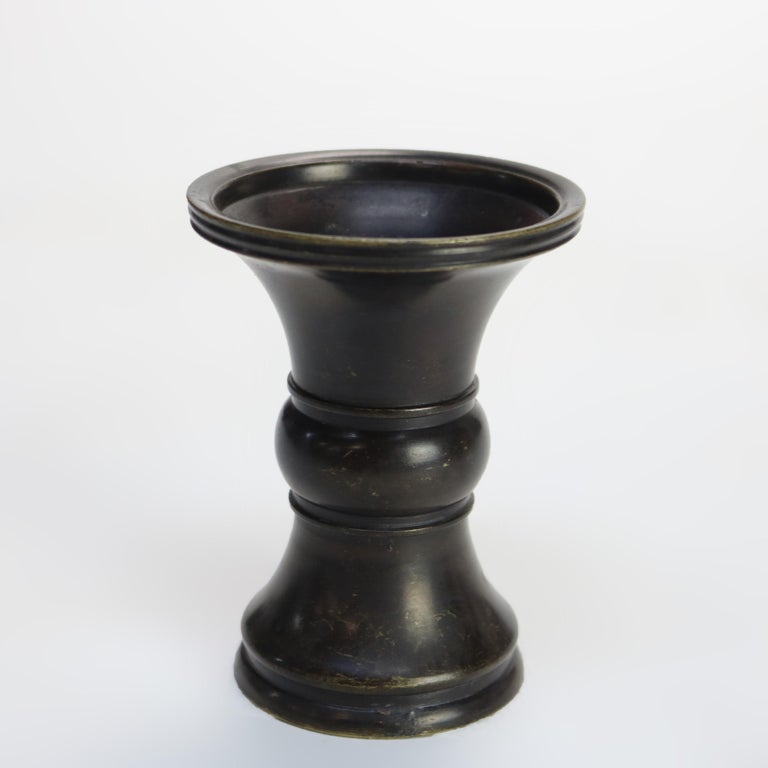 Two Antique Japanese Classically Formed Bronze Vases C1910