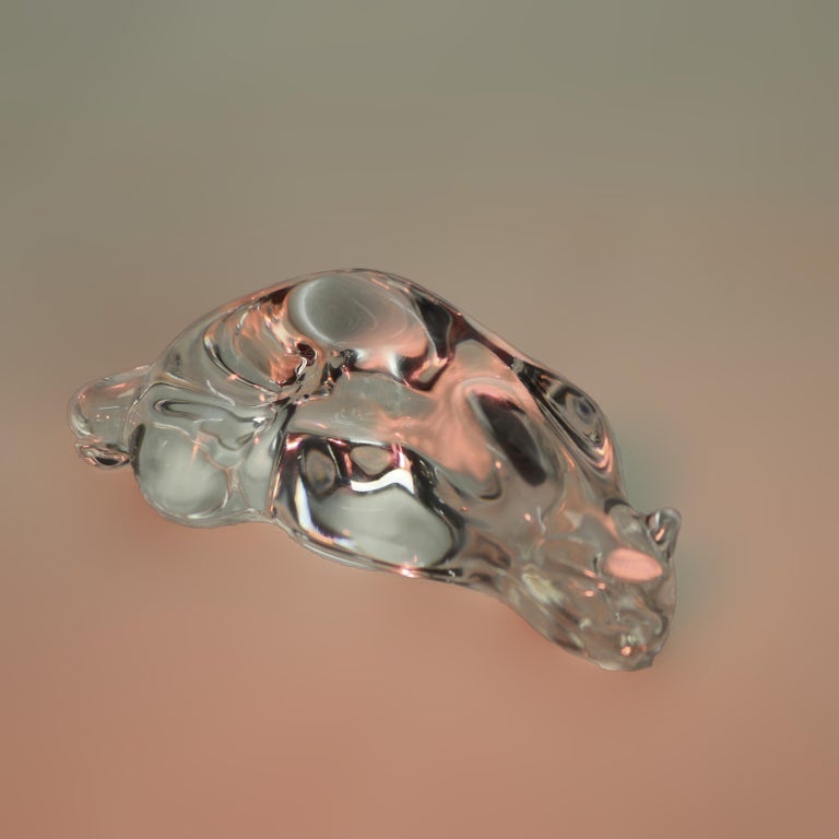 Vintage Steuben Art Glass Crouching Cat Signed C1950