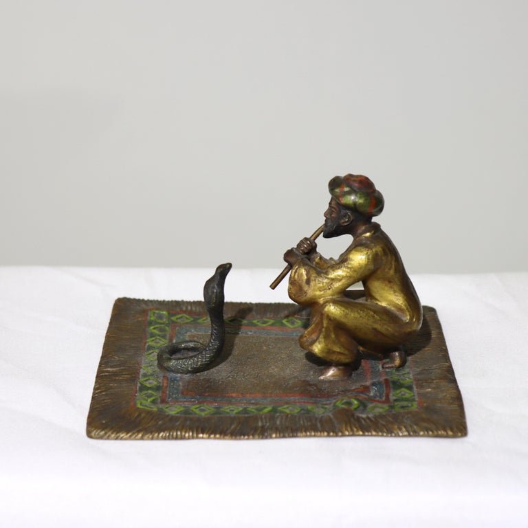 Franz Bergman Cold Painted Bronze Figure Of Snake Charmer Unsigned C1910