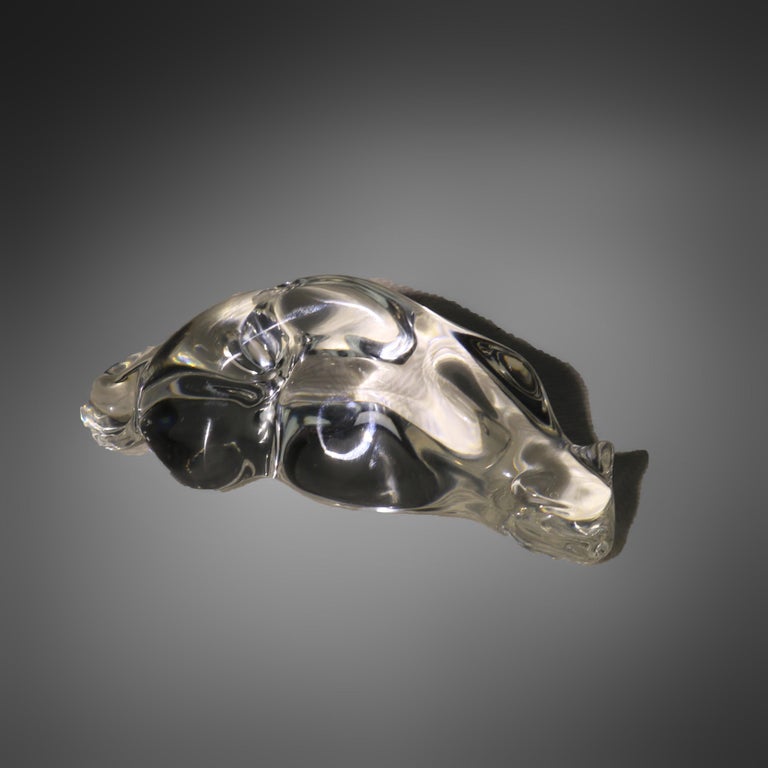 Vintage Steuben Art Glass Crouching Cat Signed C1950