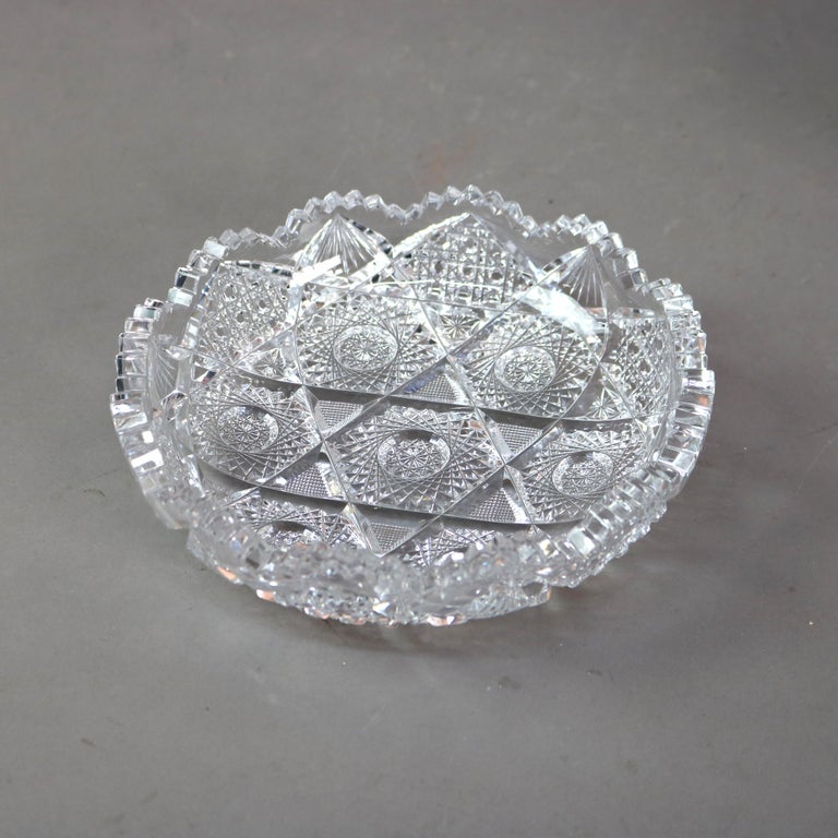 Three Antique Hawkes School Brilliant Cut Glass Bowls C1890