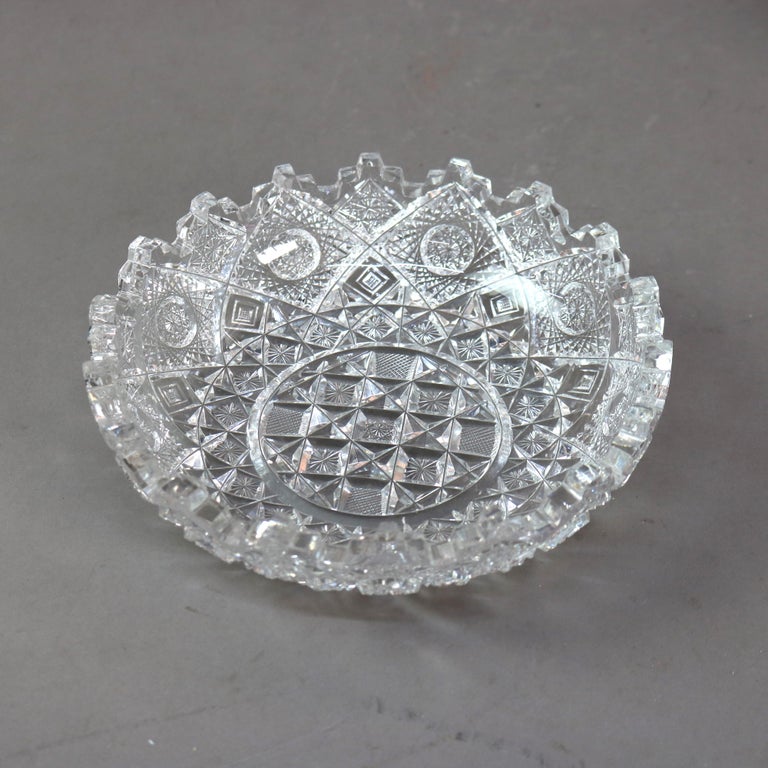 Three Antique Hawkes School Brilliant Cut Glass Bowls C1890