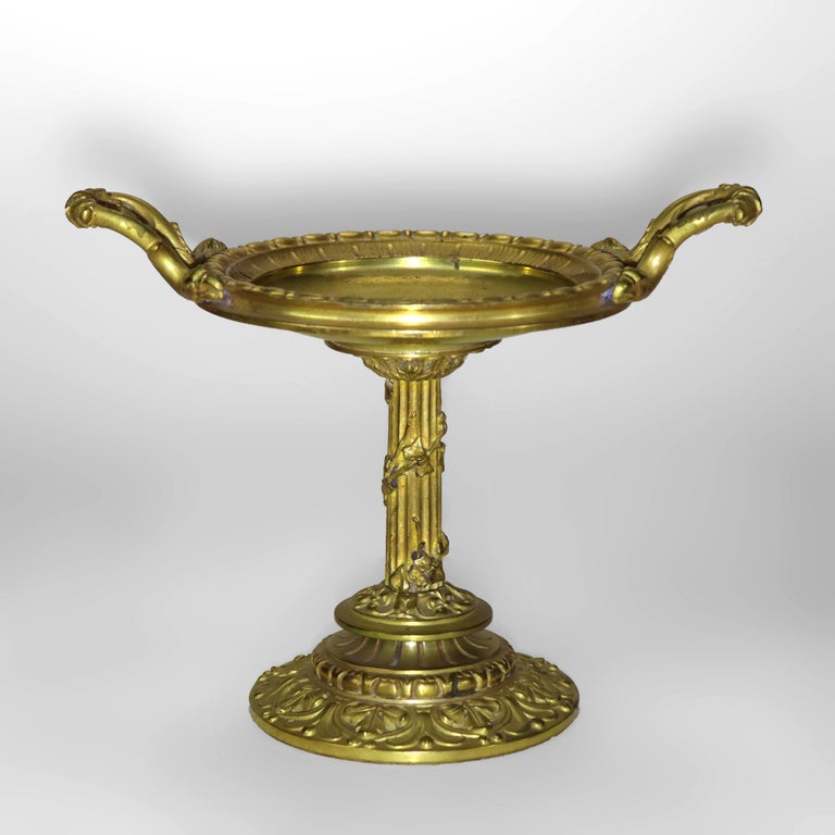 Antique Gilt Bronze Tazza With Fluted Column C1880