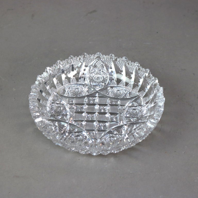 Three Antique Hawkes School Brilliant Cut Glass Bowls C1890
