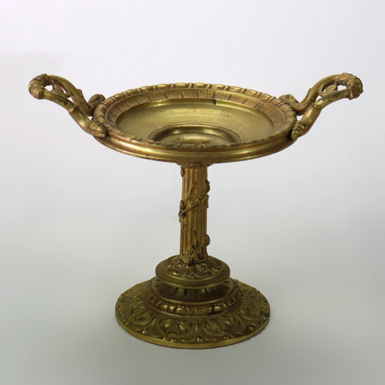 Antique Gilt Bronze Tazza With Fluted Column C1880