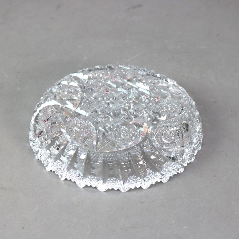 Three Antique Hawkes School Brilliant Cut Glass Bowls C1890