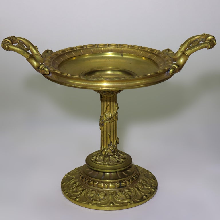 Antique Gilt Bronze Tazza With Fluted Column C1880