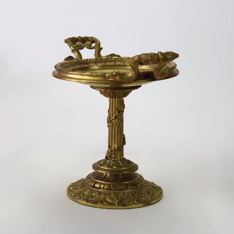 Antique Gilt Bronze Tazza With Fluted Column C1880
