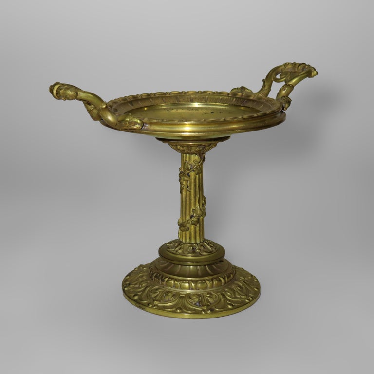 Antique Gilt Bronze Tazza With Fluted Column C1880