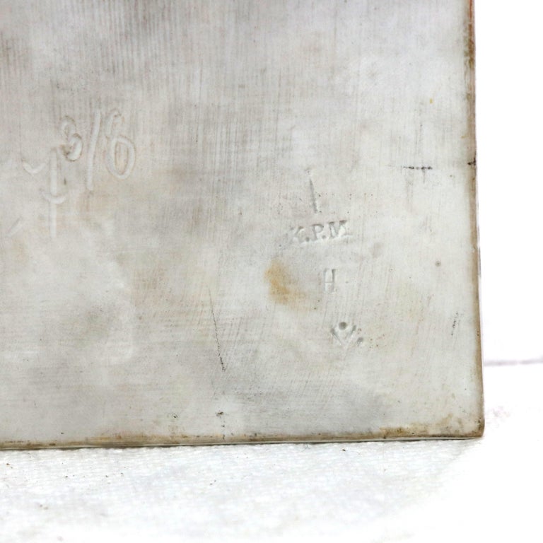 Antique KPM Classical Portrait Porcelain Tile Of Woman With Scroll Signed c1890