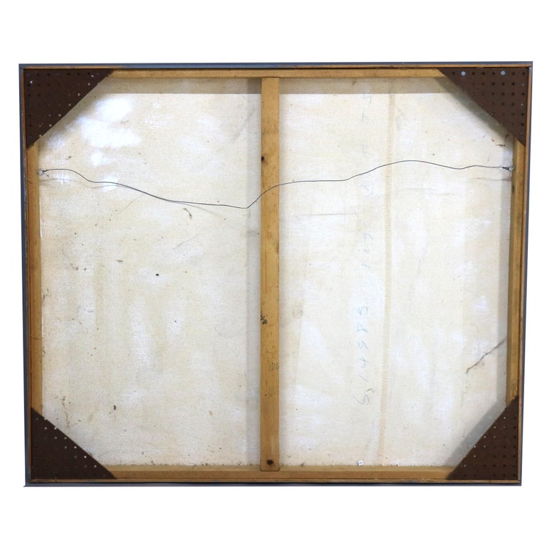 Oversized Mid Century Modern Abstract Impressionist Oil on Canvas Painting C1968