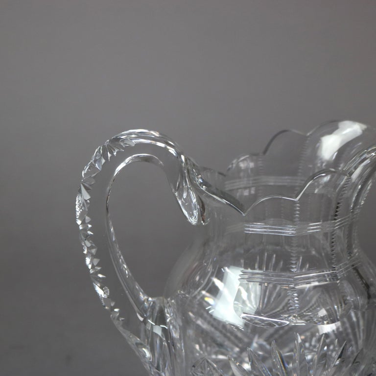 Antique Hawkes School Brilliant Cut Glass Water Pitcher C1890