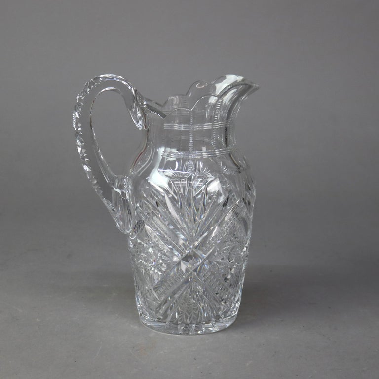 Antique Hawkes School Brilliant Cut Glass Water Pitcher C1890