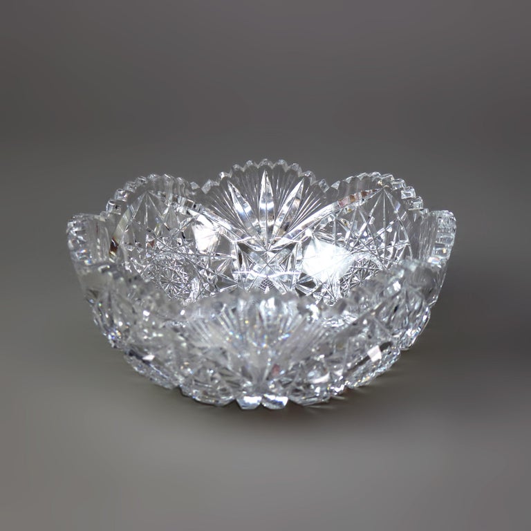 Two Antique Hawkes School Brilliant Cut Glass Bowls C1890