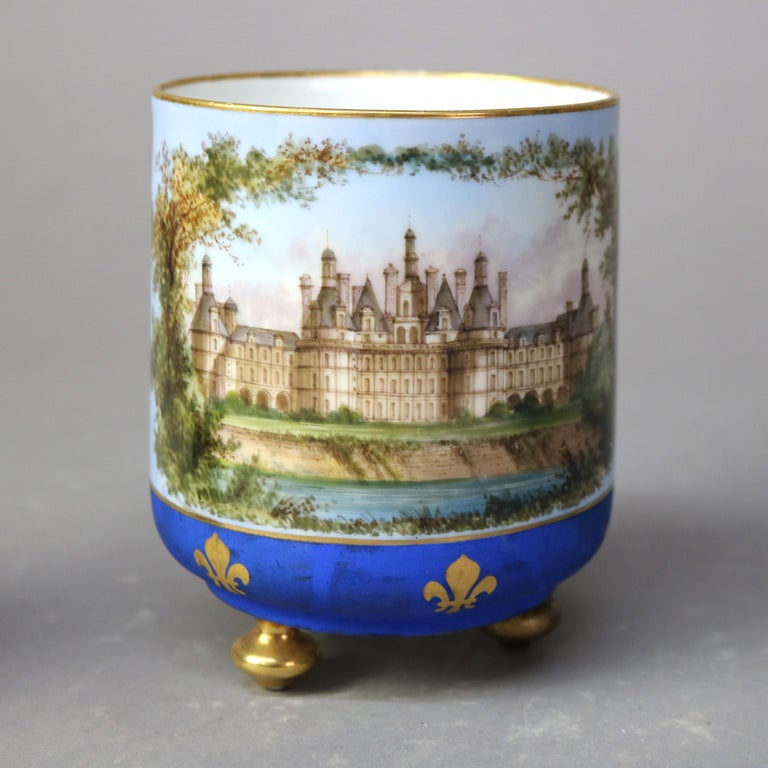 Three Antique Old Paris Porcelain Hand Painted and Gilt Vases C1890