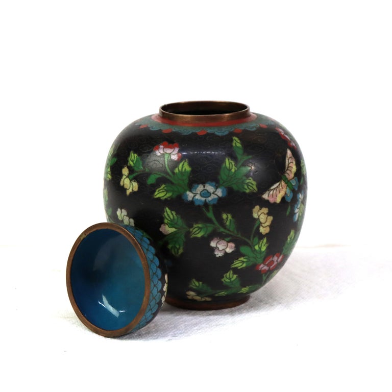 Three Antique Japanese Cloisonne: 2 Ginger Jars & 1 Vase Unsigned C1920