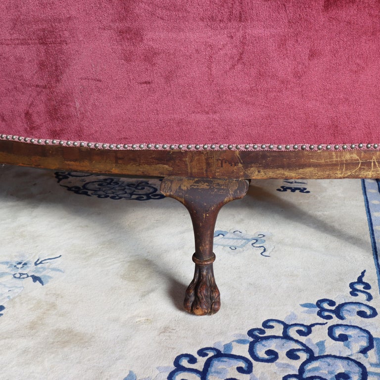 Antique Italian Baroque Figural Carved Walnut Curved Sofa with Women & Cherubs
