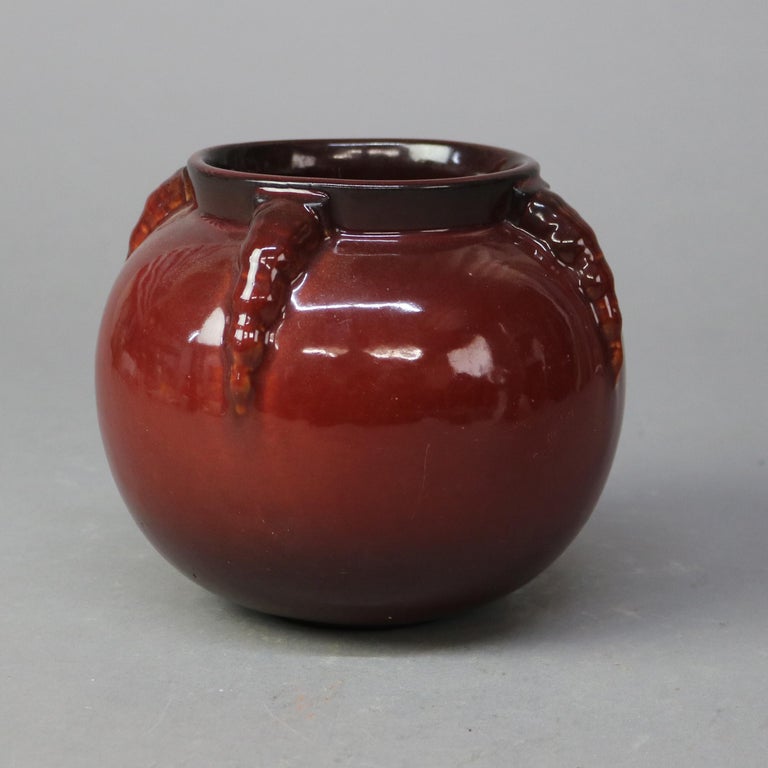 Roseville Art Pottery Topeo Red Claw Vase Mid 20thC